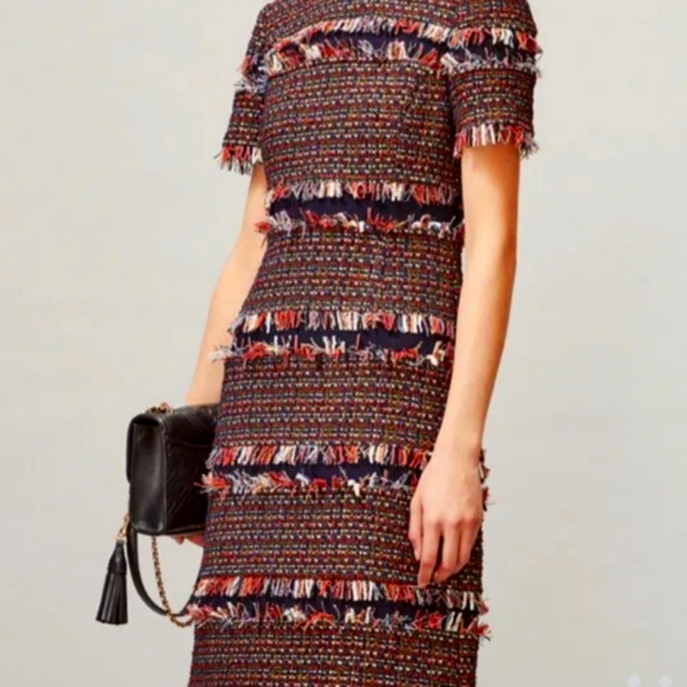 Tory Burch Elegant Blue Midi Dress With Floral Print And Flared Skirt